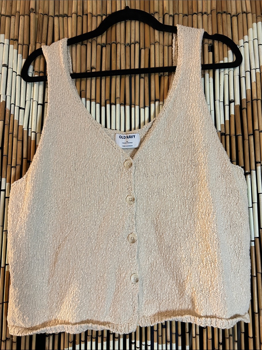 Old Navy Cream Button-Front Knit Camisole/Vest XL